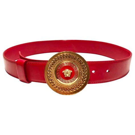 versace belt red - red Versace belt gold buckle.